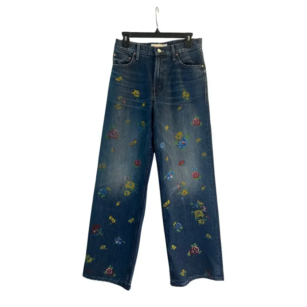 Mother Rerun Zip Sneak High-Rise Wide-Leg Jeans size 26 blue New - Picture 2 of 10